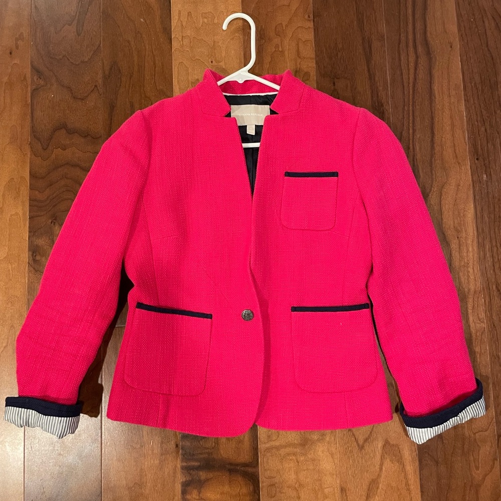 Banana Republic bright pink blazer size 6